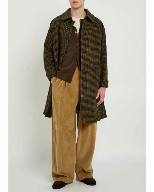 Bode Green Hedgerow Polka Dot-Jacquard Wool Coat for men