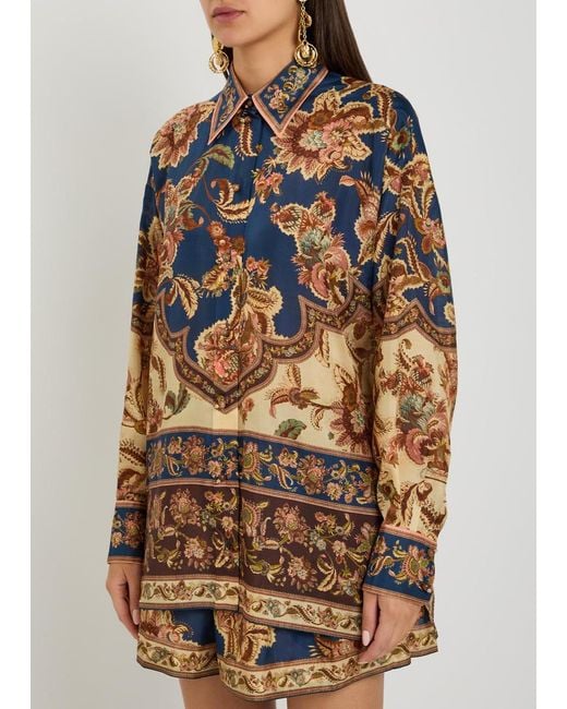 Zimmermann Blue Aster Printed Silk Shirt