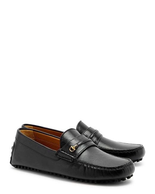 Gucci Black Ayrton Leather Driving Shoes for men