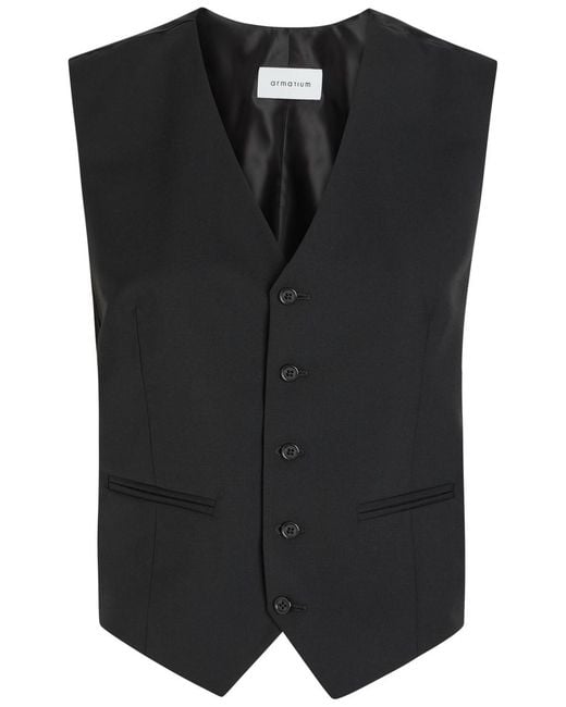 ARMARIUM Black Mark Wool And Satin Vest