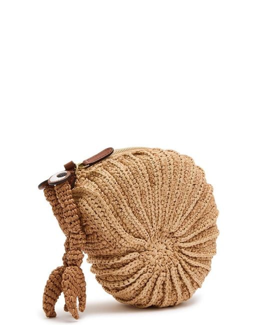 Anya Hindmarch Brown Hermit Crab Raffia And Leather Cross-Body Bag