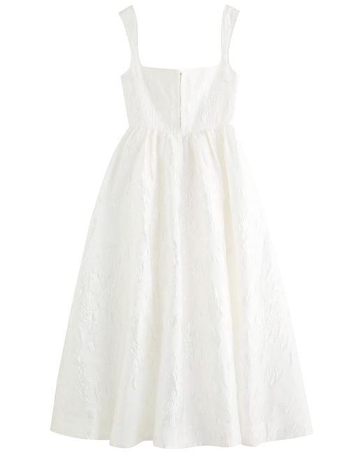 Clea White Anton Floral-Jacquard Twill Midi Dress