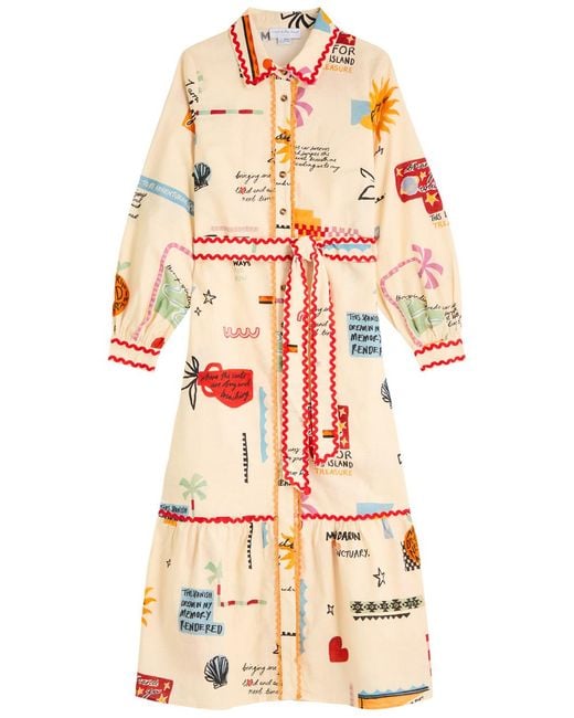 Never Fully Dressed Natural Poema Cotton-Blend Maxi Shirt Dress