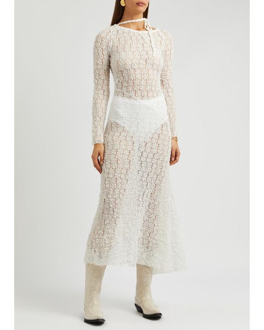 GIMAGUAS White maggie Lace Midi Dress