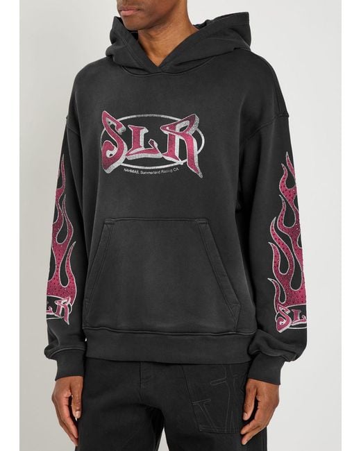 NAHMIAS Black Summerland Racing Hooded Cotton Sweatshirt for men