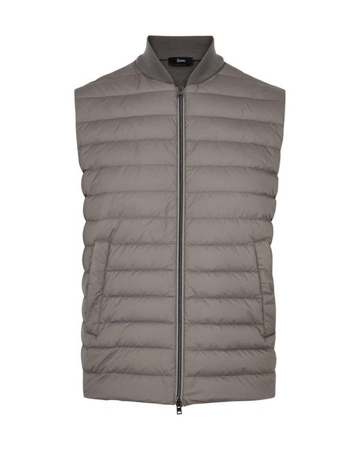 Herno Gray Quilted Shell And Knitted Gilet for men