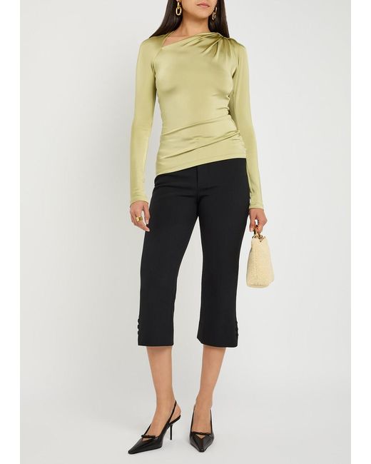 Victoria Beckham Yellow Gathered Stretch-Jersey Top