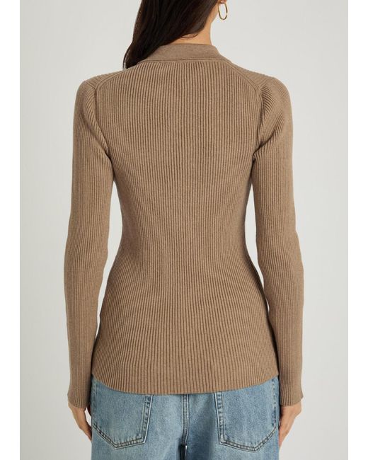 Rohe Brown Ribbed Stretch-Cotton Shirt