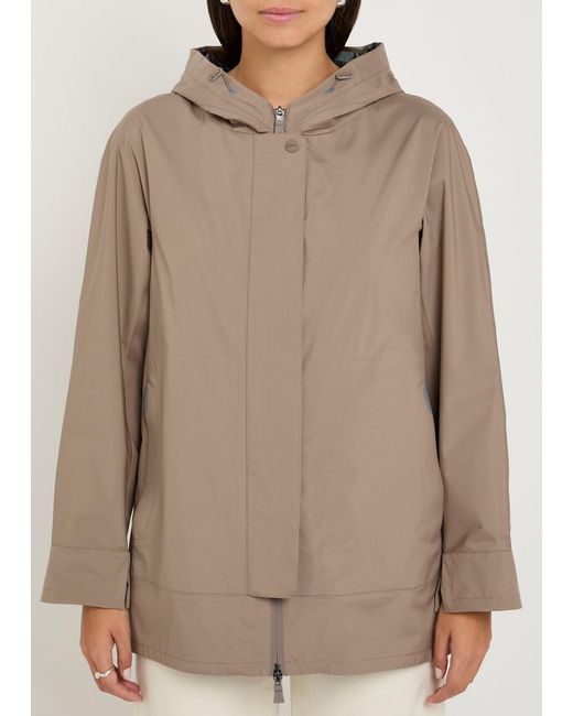 Herno Brown Hooded Brushed Shell Jacket