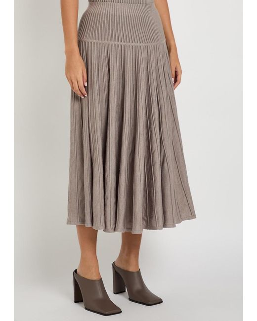 Alaïa Brown Crinoline Ribbed Structured Wool-Blend Midi Skirt