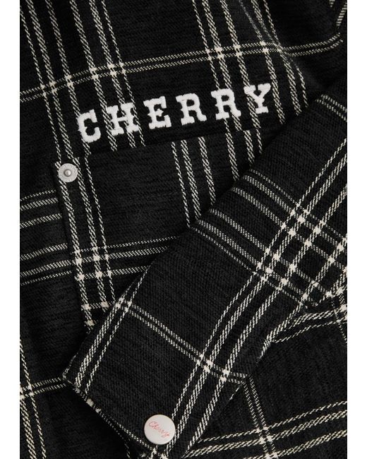 CHERRY LA Black Checked-Jacquard Chenille Jacket for men