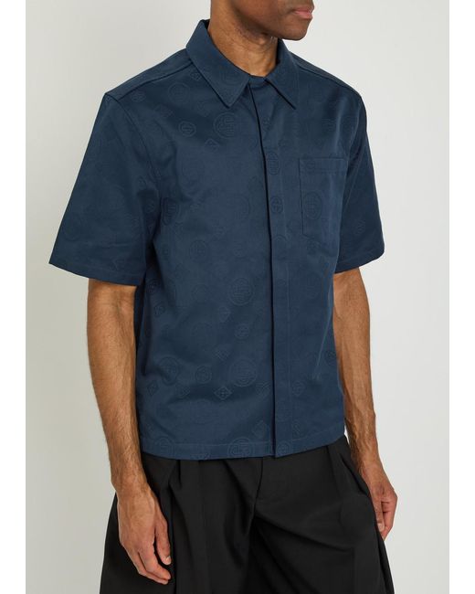 Casablanca Blue Monogram Cotton Shirt for men
