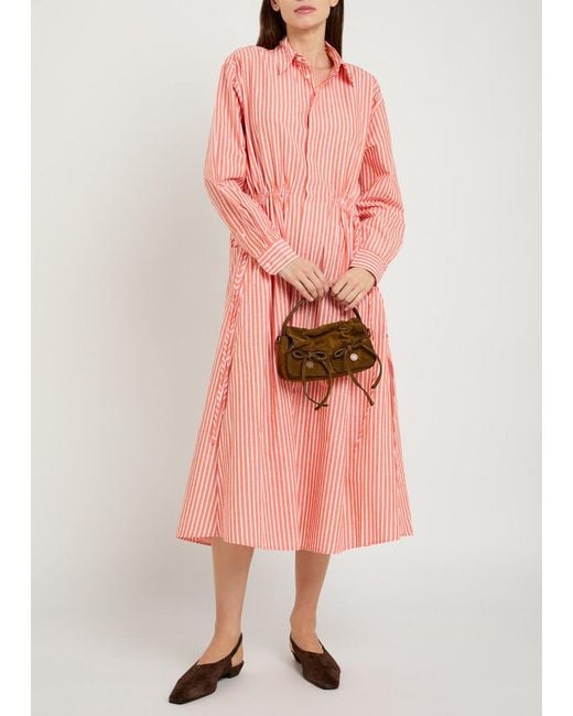 Polo Ralph Lauren Pink Striped Cotton-Blend Midi Shirt Dress
