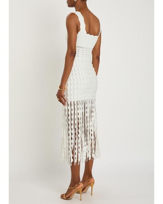 Jonathan Simkhai White Brionne Scalloped Knit Midi Dress