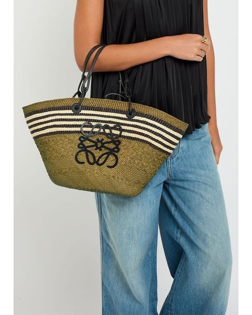 Loewe Metallic X Paula's Ibiza Anagram Medium Raffia Basket Bag