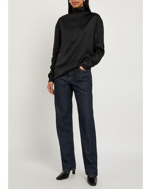 Totême Black Satin Top