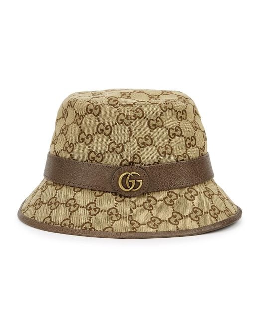 Gucci Brown Logo-pattern Cotton-blend Bucket Hat for men