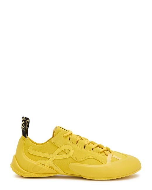 Loewe Yellow Grip Panelled Suede Sneakers