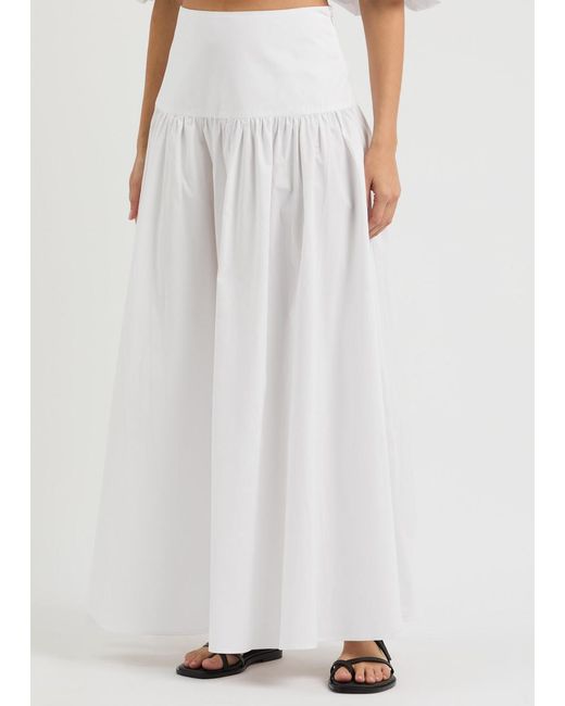 Bird & Knoll White Solana Cotton Maxi Skirt