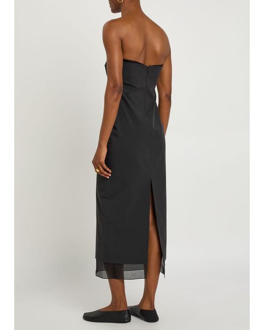 Voranida Black Tylyn Strapless Cotton-Poplin Midi Dress