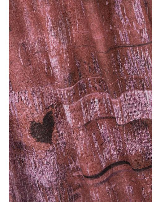 Jean Paul Gaultier Red X Knwls Printed Tulle Top