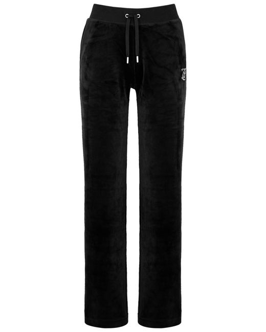Juicy Couture Black Del Ray Logo-embellished Velour Sweatpants