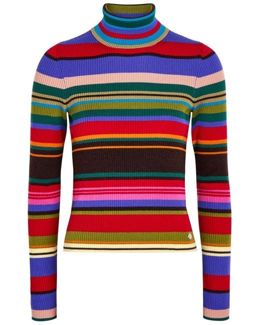 Acne Red Kila Striped Wool Top