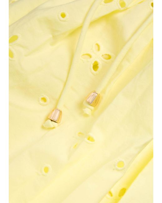 Self-Portrait Yellow Broderie Anglaise Cotton Midi Dress