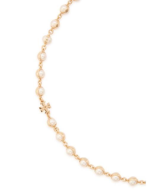 Tory Burch White Moondance Faux Pearl-Embellished 18Kt-Plated Necklace