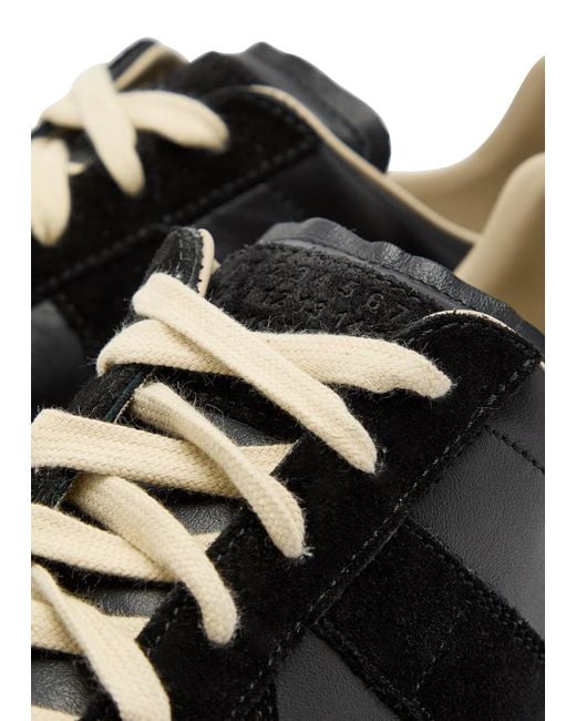 Maison Margiela Black Replica Panelled Leather Sneakers for men