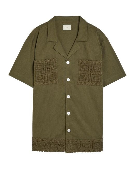 CHE Green Inigo Crot-Trim Cotton And Linen-Blend Shirt for men