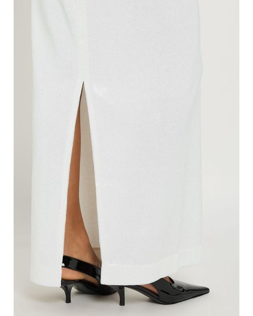 Totême White Sequin Midi Skirt