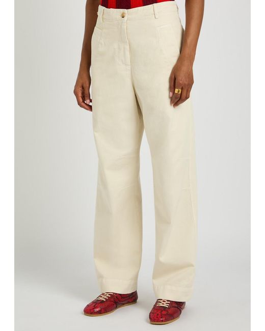 Dries Van Noten Natural Pincks Cotton Trousers