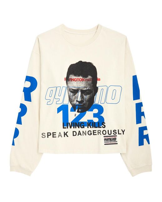 RIVINGTON roi Rebis Blue Speak Dangerously Printed Cotton Top for men