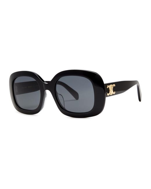 Céline Black Oversized Oval-frame Sunglasses , Designer Plaque At Temples, 100% Uv Protection