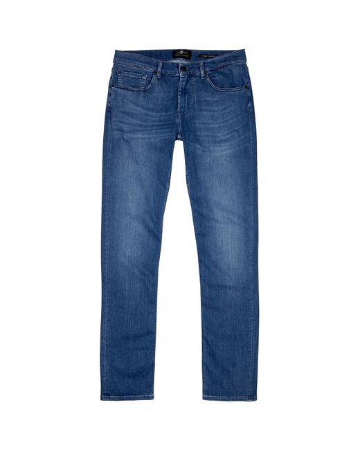 7 For All Mankind Blue Slimmy Tapered Luxe Performance+ Jeans for men