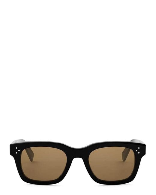 Céline Black 3 Dot Rectangle-Frame Sunglasses