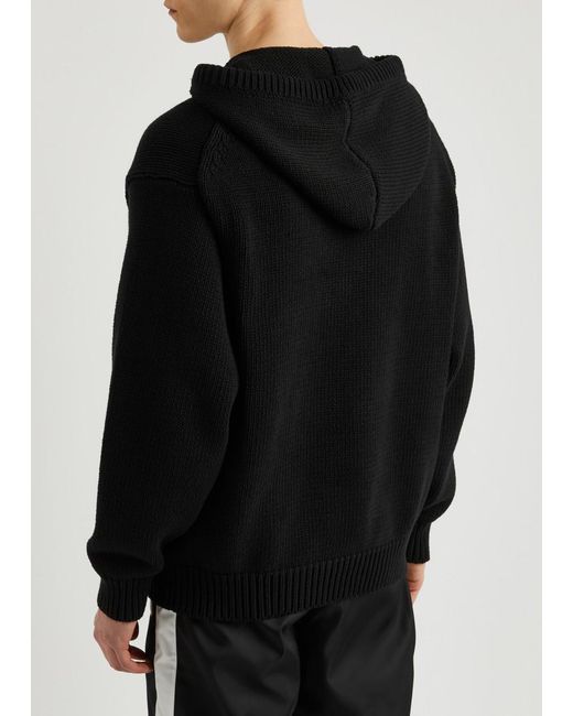 KENZO Black Logo Hooded Knitted Cotton Sweatshirt for men