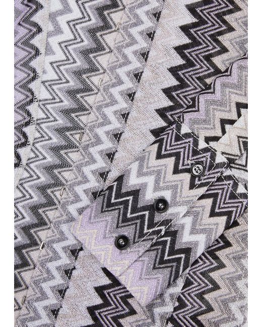 Missoni Black Zigzag-intarsia Metallic Fine-knit Shirt