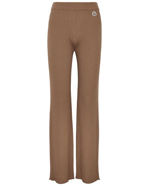 Moncler Brown Ribbed Wool-blend Trousers