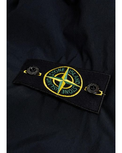 Stone Island Blue Logo Hooded Shell Coat for men