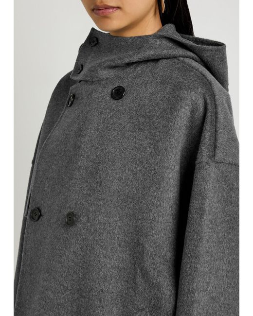 J.W. Anderson Gray Double-Breasted Hooded Wool Pea Coat