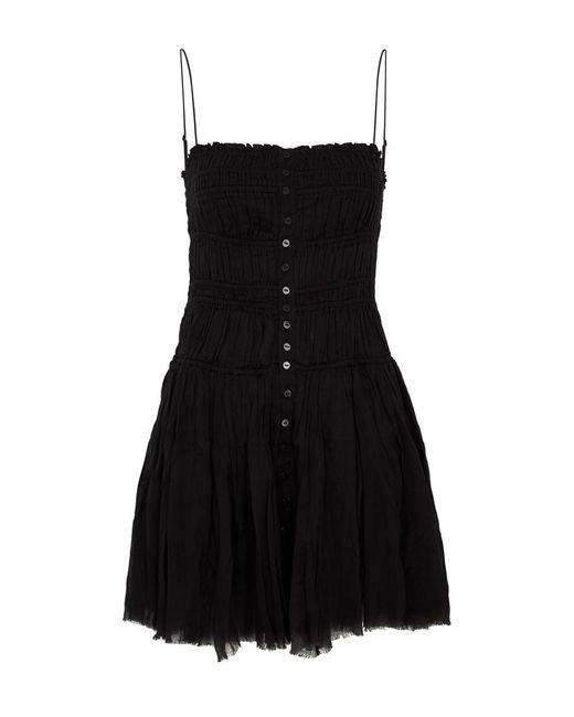 Free People Black Lausanne Cotton-gauze Mini Dress
