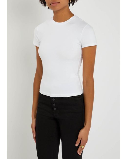 GOOD AMERICAN White Stretch-Cotton T-Shirt