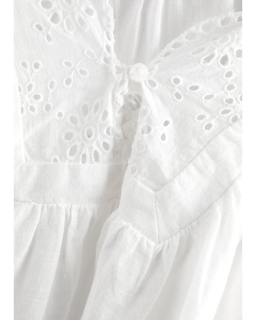 Free People White Costa Broderie Anglaise Cotton Blouse