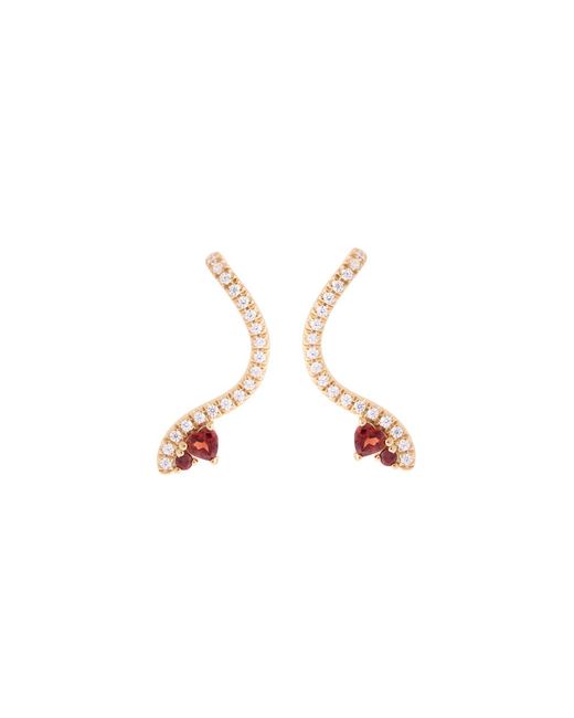 Astrid & Miyu White Serpent 18Kt-Plated Climber Stud Earrings