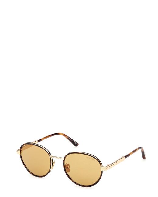 Tom Ford Natural Round-Frame Sunglasses for men