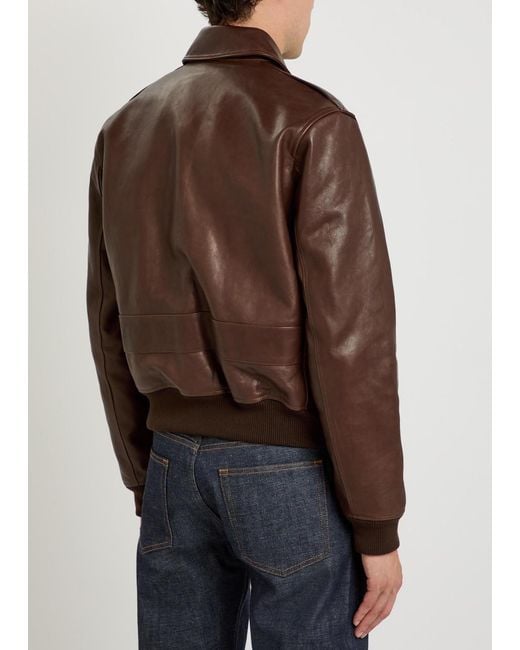 A.P.C. Brown Leather Bomber Jacket for men