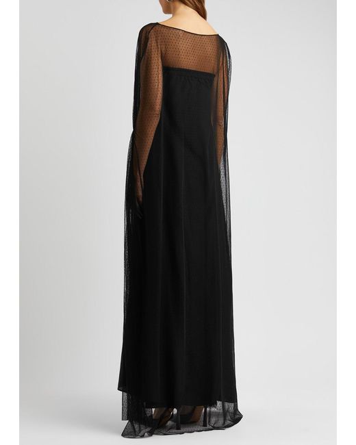 BERNADETTE Black Delphine Cape-effect Silk Gown