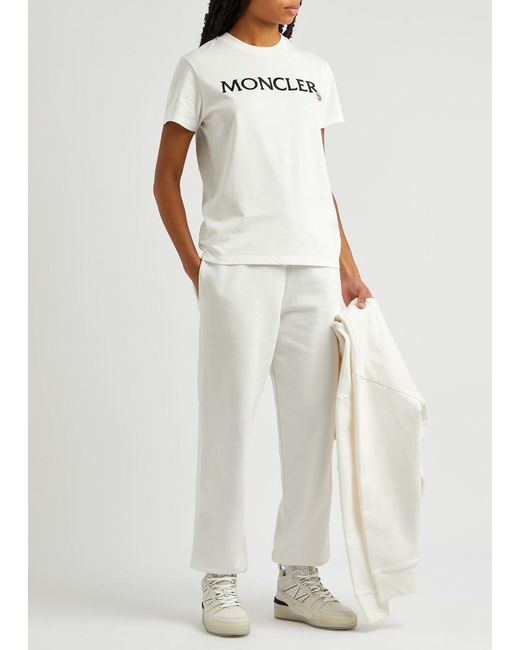 Moncler White Logo-embroidered Cotton T-shirt